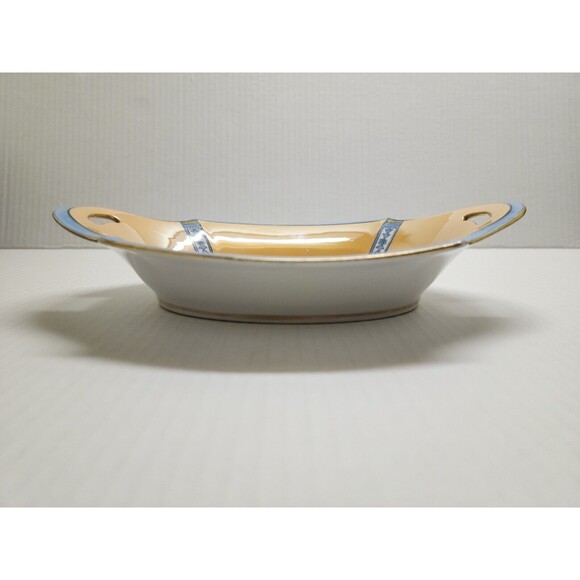 Antique Noritake Morimura Handpainted Made in Japan Luster Dish 2-Handles Fruits - Picture 5 of 11